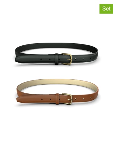 Pieces 2-delige set: riemen "Coline" bruin/zwart