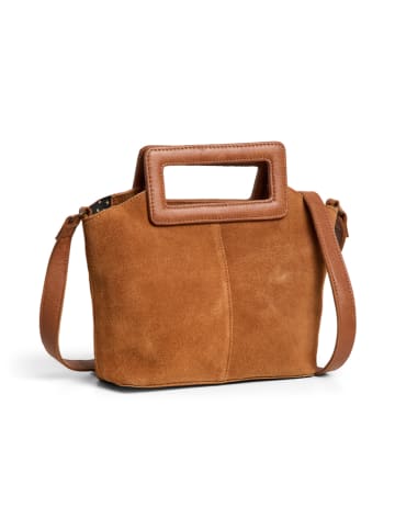 Pieces Leren handtas "Adeline" lichtbruin - (B)20 x (H)18 x (D)7 cm