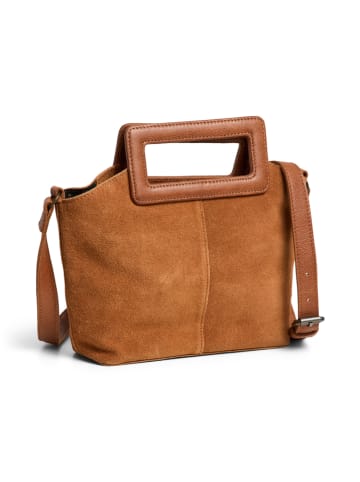 Pieces Leren handtas "Adeline" lichtbruin - (B)20 x (H)18 x (D)7 cm