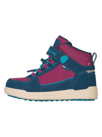 Trollkids Leder-Wanderboots "Gryllefjord Mid Cut" in Beere/ Blau