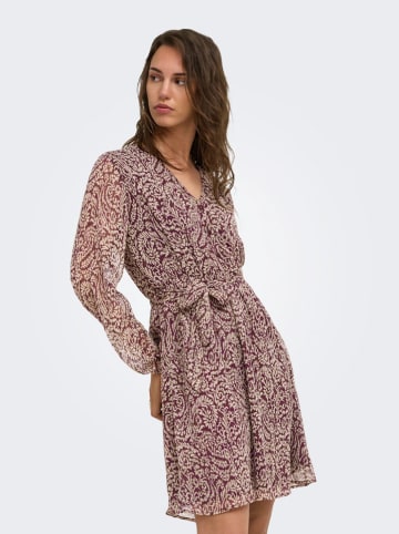 ONLY Kleid in Beige/ Bordeaux