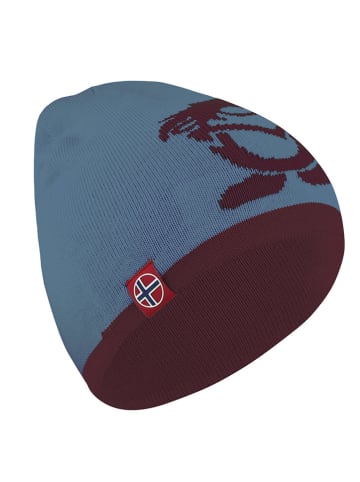 Trollkids Wende-Beanie "Troll" in Blau/ Bordeaux