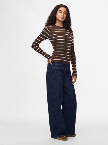 Pieces Sweter w kolorze brązowo-białym