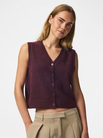 Pieces Gebreide gilet pruimkleurig