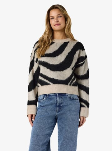 Pullover in Beige/ Schwarz