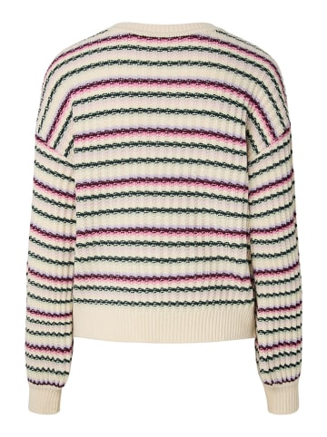 YAS Pullover in Beige/ Dunkelgrün/ Rosa