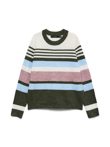 Vero Moda Pullover in Dunkelgrün/ Weiß/ Hellblau