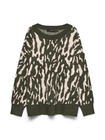 Vero Moda Pullover in Dunkelgrün/ Creme