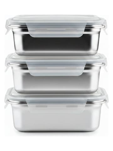 Ibili 3er-Set: Edelstahl-Frischhaltedosen - 800 ml
