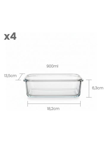Ibili 4-delige set: vershouddozen rood - 900 ml