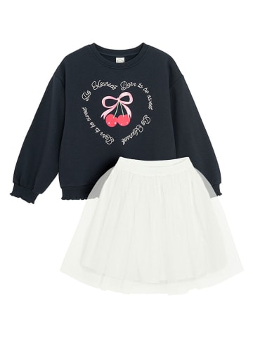 2-delige outfit donkerblauw/crème