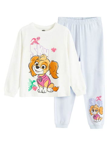 Pyjama wit/lichtblauw