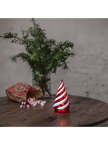 STAR Trading LED-Dekofigur "Candy Tree" in Rot/ Weiß - (H)15 x Ø 8,5 cm