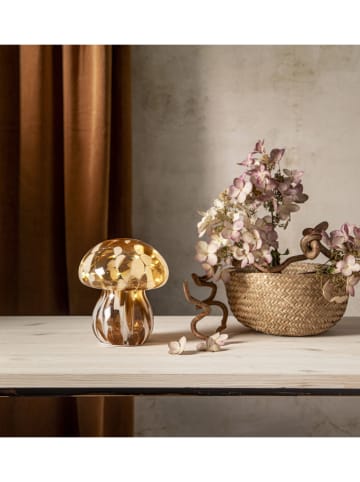 LED-Dekofigur "Funghi" in Hellbraun/ Weiß - (B)13 x (H)15 cm