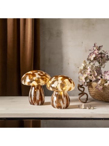 STAR Trading LED-Dekofigur "Funghi" in Hellbraun/ Weiß - (B)13 x (H)15 cm