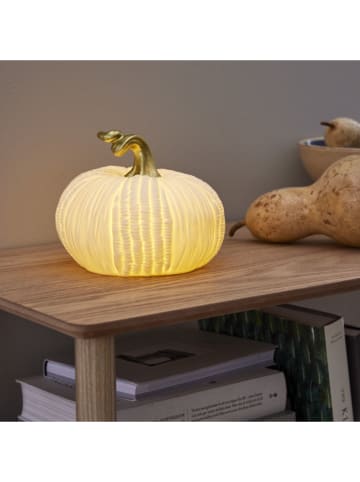 STAR Trading Dekoracja LED "Pumpkin" w kolorze złoto-białym - wys. 15 x Ø 17 cm