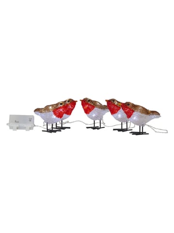 STAR Trading 5er-Set: LED-Dekofiguren "Crystalo" in Rot/ Weiß/ Hellbraun - (B)7 x (H)10 cm