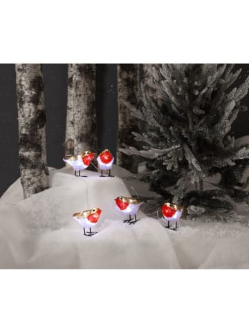 STAR Trading 5er-Set: LED-Dekofiguren "Crystalo" in Rot/ Weiß/ Hellbraun - (B)7 x (H)10 cm