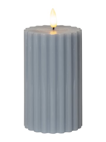 STAR Trading LED-Wachskerze "Flamme Stripe" in Blau - (H)15 cm