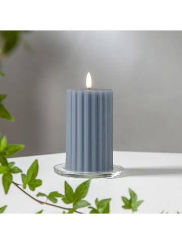 STAR Trading LED-Wachskerze "Flamme Stripe" in Blau - (H)15 cm