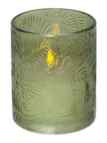 STAR Trading LED-Wachskerze "Flamme Leaf" in Grün - (H)12,5 cm
