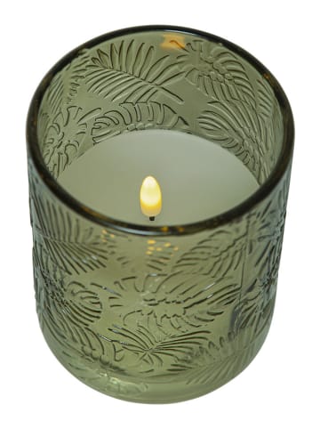 STAR Trading LED-Wachskerze "Flamme Leaf" in Grün - (H)12,5 cm