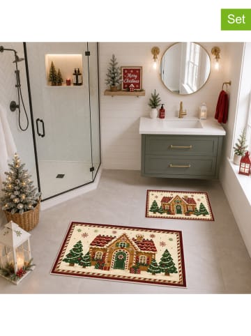 Conceptum Hypnose 2er-Set: Badvorleger in Creme/ Hellbraun/ Grün