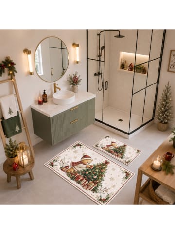 2er-Set: Badvorleger in Creme/ Rot/ Grün