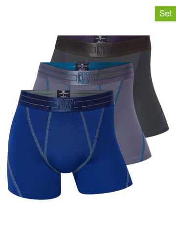 CR7 3er-Set: Boxershorts in Grau/ Dunkelblau