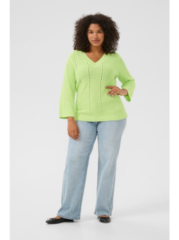 KAFFE curve Sweter "lorry" w kolorze zielonym
