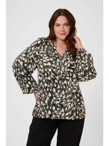 KAFFE curve Bluse "jamia" in Schwarz/ Beige