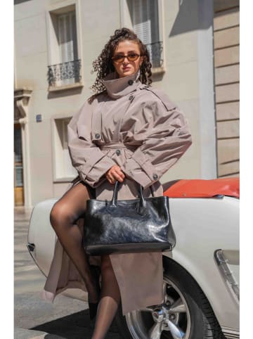 maison héritage PARIS Leder-Henkeltasche "MILIA VINTAGE" in Schwarz - (B)39 cm - (H)25 cm - (T)17 cm