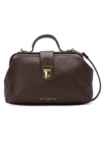 maison héritage PARIS Leder-Schultertasche "SWAN GRAINE" in Braun - (B)26 cm - (H)15 cm - (T)8 cm