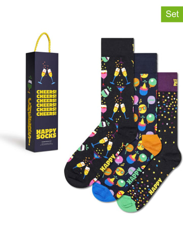 Happy Socks Skarpety (3 pary) w kolorze czarnym