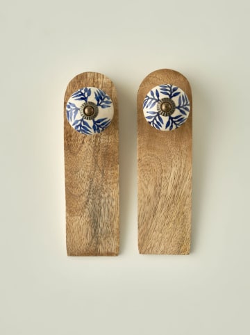 Stoper "Maia" w kolorze niebiesko-jasnobrązowym do drzwi - dł. 16 cm