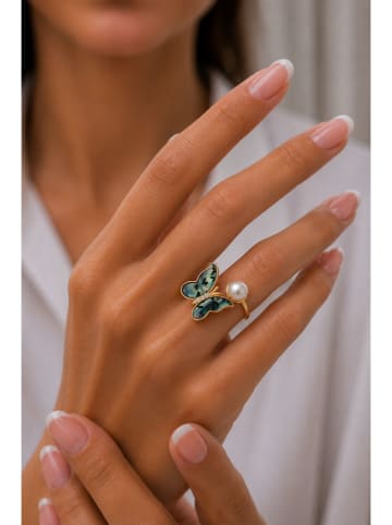 L'Atelier de Gaia Vergold. Ring mit Perle und Edelsteinen
