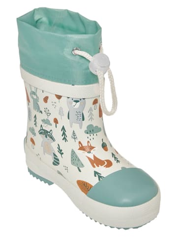 Playshoes Gummistiefel "Wald" in Creme/ Türkis