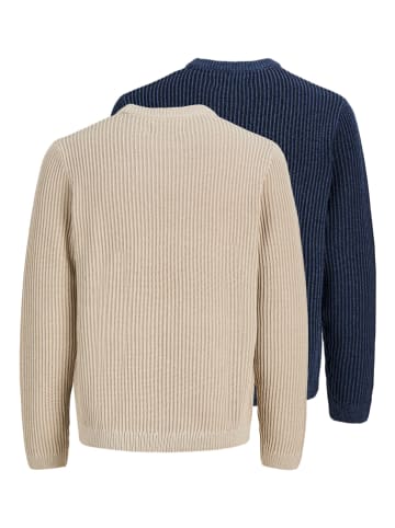 Jack & Jones 2er-Set: Pullover in Beige/ Dunkelblau