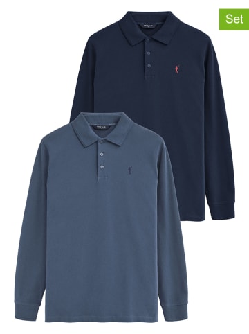 Polo Club 2er-Set: Poloshirts in Blau/ Dunkelblau