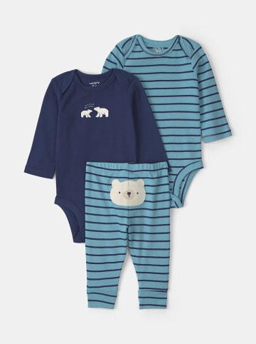3tlg. Outfit in Hellblau/ Dunkelblau