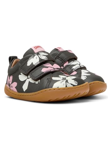 Leren sneakers antraciet/lichtroze