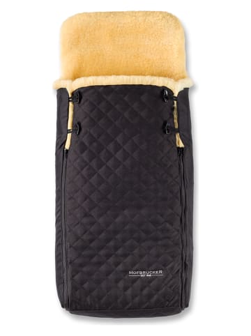 Lammfell-Fußsack "Luxus Limited Edition" in Schwarz - (L)95 x (B)34 cm