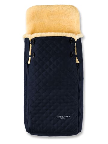Lammfell-Fußsack "Luxus Limited Edition" in Dunkelblau - (L)95 x (B)34 cm