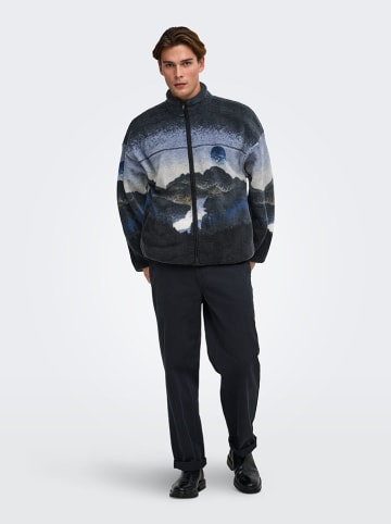 ONLY & SONS Fleecejacke "Adam" in Blau/ Anthrazit