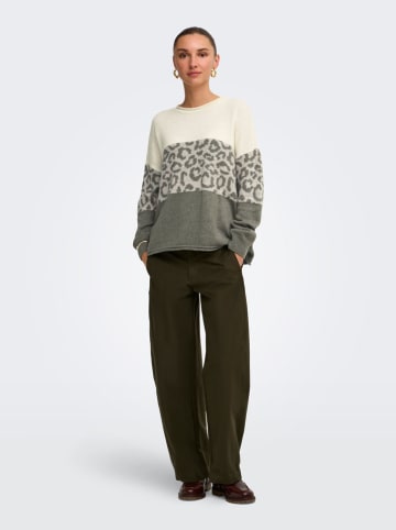 ONLY Sweter w kolorze kremowo-oliwkowym