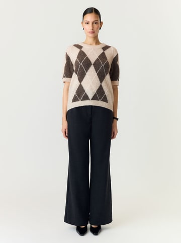 YAS Sweter w kolorze kremowo-brązowym