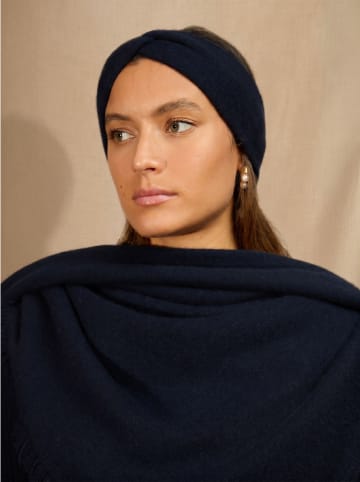 Perfect Cashmere Kaszmirowa opaska "Javoi" w kolorze granatowym na czoło