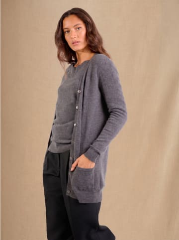 Perfect Cashmere Kaszmirowy kardigan "Pearl" w kolorze antracytowym