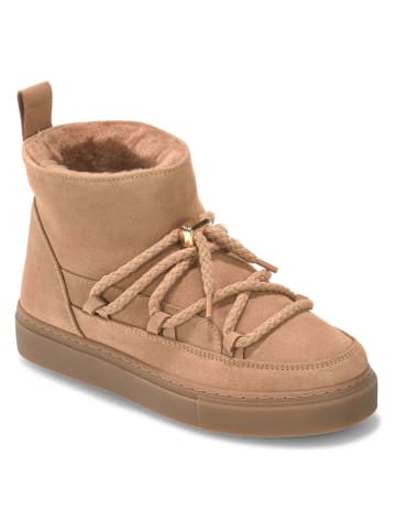 Leder-Winterboots in Beige