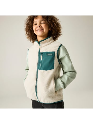 Fleeceweste "Frankie" in Creme/ Petrol